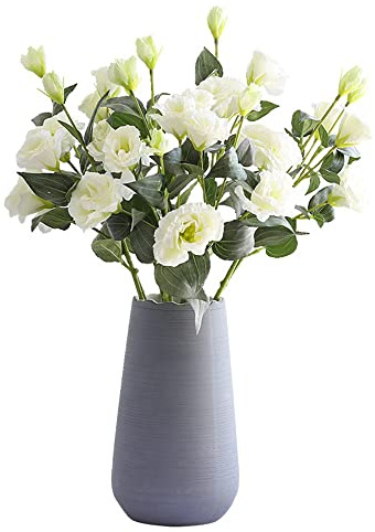 XZJMY Eustoma Lisianthus, Kunstblumen, Blumenstrauß, 4 Zweige, 3 Köpfe, Seidenblumen, Blumenarrangement, Zubehör, Kunstplastik-Blume für DIY, Hochzeit, Party, Heimdekoration (weiß)