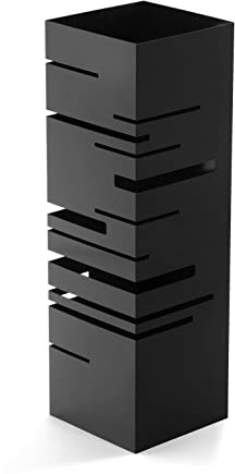 Versa Stripes Schirmständer für Eingang, Raum oder Halle, moderner Schirmhalter, Maßnahmen (H x L x B) 49 x 15,5 x 15,5 cm, Metall, Farbe: Schwarz