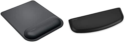 Kensington K52888EU ErgoSoft Mauspad mit Handgelenkauflage, schwarz - Gel-gepolsterte rutschfeste Mausmatte, Ausgerichtete Handgelenksunterstützung & ErgoSoft Handgelenkauflage für Flache