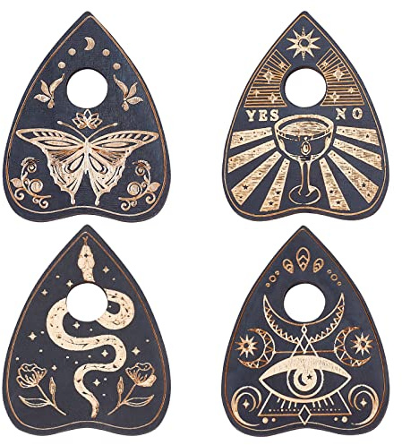 CREATCABIN 4 Pcs Bois Cristal Support Planchette Mini Cristal Sphère Présentoir Sorcière Trucs Décor Sculpture Cadeaux Fournitures Outils Petit Plateau Autel Décor Magique pour Boule de Pierre
