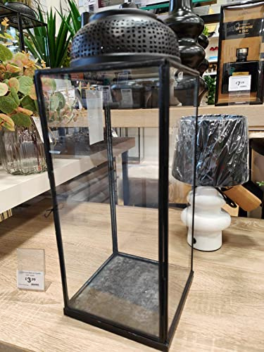 Biznest Minimalist Black Dome Lantern Glass Handing Garden Holder Indoor Outdoor Window Rectangular Shape Candle Holder Summer Party Weddings Event Black