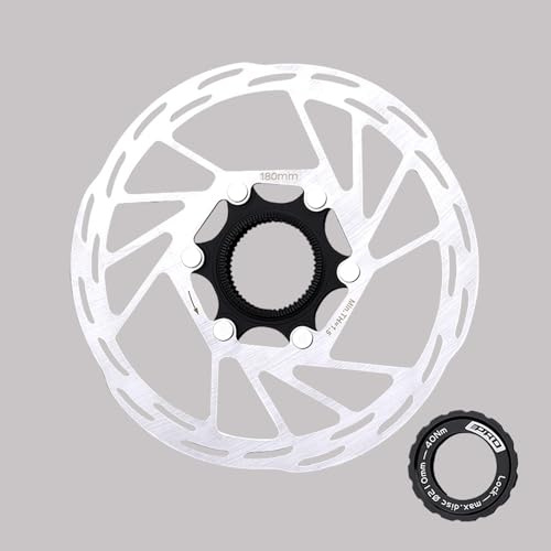 Newgoal Disco de freno con bloqueo central para bicicleta 180MM Rotor de disco de freno de bicicleta con cubierta de bloqueo, adecuado para bicicletas de carretera y de montaña