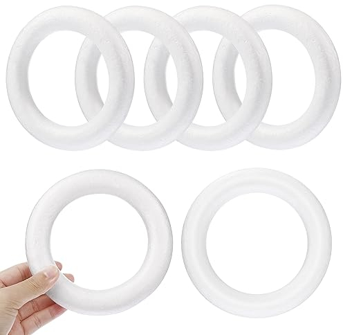 Toddmomy 12 coronas de Adviento de espuma con forma de anillos para coronas de espuma de poliestireno, de puerta, anillo de espuma en blanco, para manualidades, anillos redondos, de