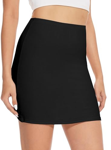 MELLIEX Enaguas para Mujer, Enaguas Minifalda Algodón Cortas Lencería Ropa Interior Elástica Media Combinación para Vestidos, Negro