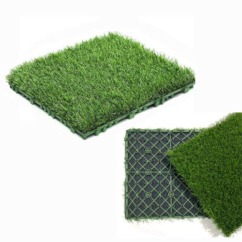 VENYAA 6 paquetes de césped artificial para interiores, para perros, mascotas, alfombra de césped sintético con agujeros de drenaje y respaldo de goma, reutilizable para jardín, patio trasero, balcón