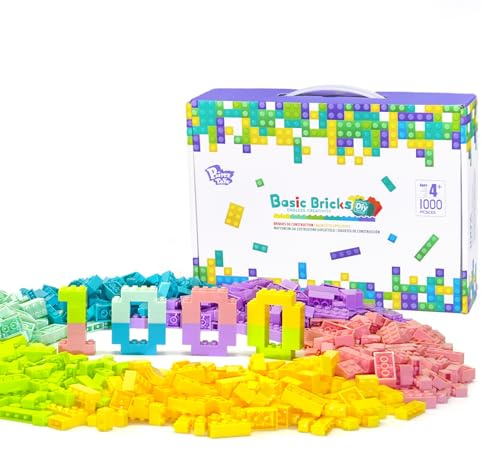 Pairez Toys 1000 Bausteine in Pastellfarben, Klassische Bauklötze für Jungen & Mädchen, Großpackung Basis-Bausteine für Kinder ab 4 Jahren