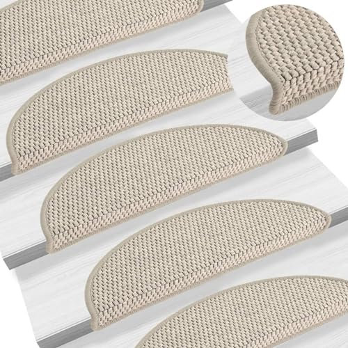 Rantry Selbstklebende Teppiche für Treppen, Sisal-Look, 15 Stück, 56 x 17 x 3 cm, Taupe Möbel, Küchenteppich für Läufer, Flur, Wohnzimmer, Teppiche für Schlafzimmer
