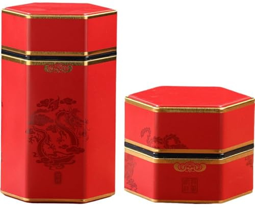 Ymxygz 2 Unids/Set Vintage Hexagonal Tetera De Almacenamiento De Té Estilo Chino Lata Vacía Juego De Té Caja De Té Portátil Contenedores De Almacenamiento De Té Retro