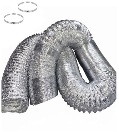 Flex Schlauch Alu Abluftschlauch Flexibel Luftleitungen Aus Aluminium Mit 2 Schlauchschellen Lüftungsschlauch Für Klimaanlage, Rohrventilator Ø 80/100/120/150/160/170/180/200/250/300mm(3.0m,250mm)