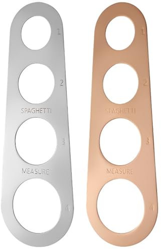EIHI 2 Stück Edelstahl Spaghetti Messen, 4 Messlöcher, Pasta Portionierer, Küchenhelfer Werkzeuge Gold und Silber