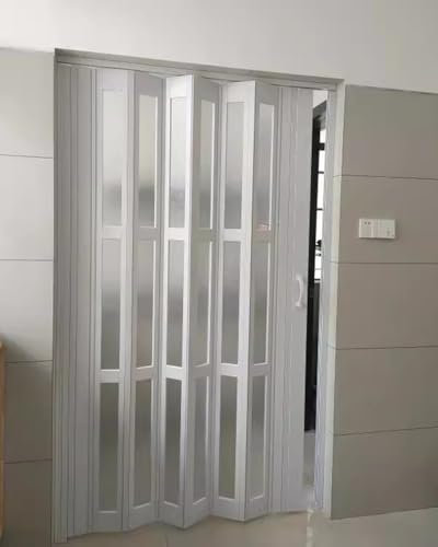 Porte Accordéon Interieur Porte Pliante Magnétique en PVC, Paravent Intérieur Réglable en Accordéon Blanc pour Garde-manger, Cuisine, Salle de Bain, Porte de Séparation Temporaire(35x40in(89x101cm))