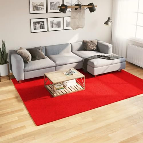 Tidyard Teppich Bambusmatte Wohnzimmerteppich Badezimmerteppich Bambusteppich rutschfest für Wohnzimmer,Läufer Küchenteppich Flurteppich Oviedo Kurzflor Rot 200x280 cm