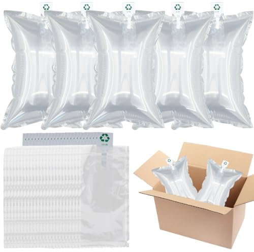 WUSJCOF 100 Stück Luftpolsterkissen Luftkissen Füllmaterial Paket Lufttaschen Polstermaterial Luftpolster für Transportverpackungen Stoßfest für Keine Öffnungsfülung (10 x 20cm)