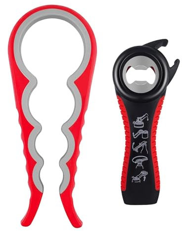 2 abrelatas con cierre, abridor de tapas 5 en 1, frascos de rosca y abrebotellas 4 en 1, abrebotellas y abrelatas ideal para niños, personas mayores, manos artriticas