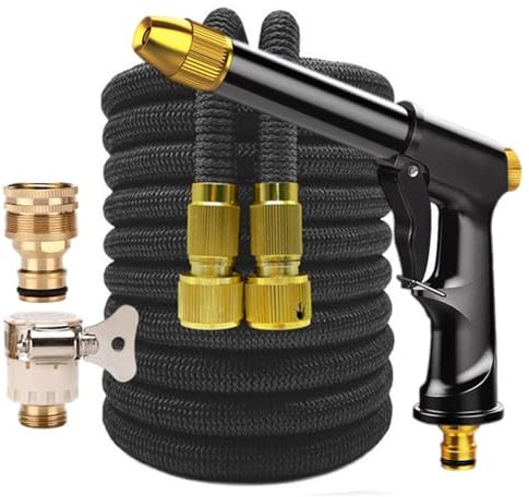 WENYOG Hosepipes For Garden For Garden Farm Irrigation Car Wash High Pressure Garden Water Hose Expandable Double Metal Connector Pvc Reel Magic Water Pipes(Black,1/2''_100FT-30M EXTENDED)