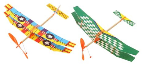 MOLUCKFU Rubber Band Airplane Toy Biplane Model for Kids, Educational Diy Airplane Toys Set of 2, Foam Glider Suitable for Indoor Play and Stem Learning