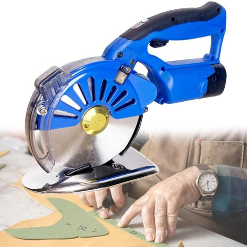 Taglierina per Tessuti Senza Fili, Rotativa Elettrica A Spinta Manuale da 16,8 V per Tessuti con 2 Lame E Batteria 2x2500 mAh, 5 Impostazioni di velocità E Potente Servomotore, Forbici Elettriche per