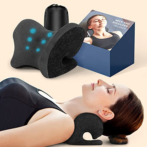 Nackenmassagegerät, Nacken und Schulterrelaxer mit Magnetfeldtherapie-Kissenbezug, Nackenstrecker, chiropraktische Kissen zur Schmerzlinderung, zervikales Traktionsgerät zur Linderung