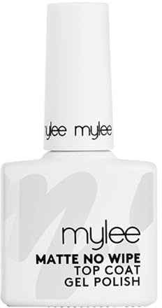 Mylee Vernis à Ongles Gel Matte No-Wipe Top Coat 10ml, UV/LED Nail Art Manucure Pédicure pour Usage Professionnel et Domestique, Longue Durée, Facile à Appliquer, Durable et Sûr