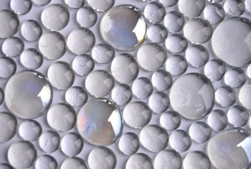 Bazare Masud 310g. Glasnuggets Weißmix in 3 versch. Größen 12-35 mm Muggelsteine lichtdurchlässig, teilweise irisierend ca.70St.