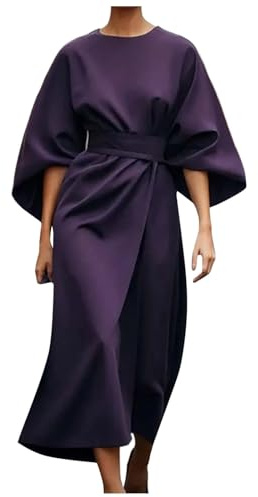 Generisch Robe tendance 2025 pour femme - Élégante couleur unie - Robe décontractée avec manches chauve-souris - Robe serrée à paillettes