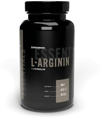 L-Arginin + L-Citrullin by MICROBIONIC | 150 Kapseln | hochdosiert: 3000 mg | vegan | laborgeprüft