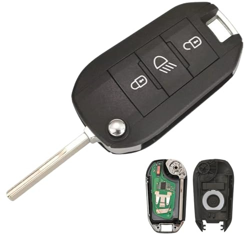 Heart Horse 3 Tasten Auto Fernbedienung Schlüssel Gehäuse für Peugeot 208 308 508 Schlüsselgehäuse, Citroen C3 C4 Cactus Ersatz Autoschlüssel Gehäuse mit 434Mhz 4A Chip und Batterie und HU83 Klinge