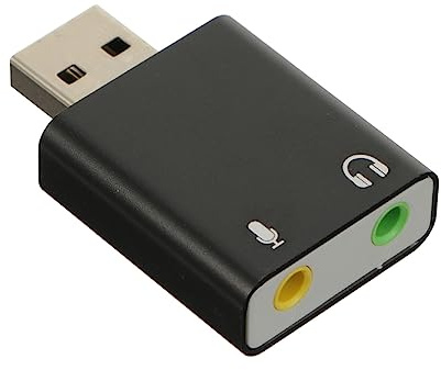 VILLCASE Carte Son USB Externe 7.1 en Alliage D'aluminium avec Prise Casque et Microphone, Adaptateur Audio USB pour Ordinateur Portable et Pc, Support Haut-parleurs et Casque