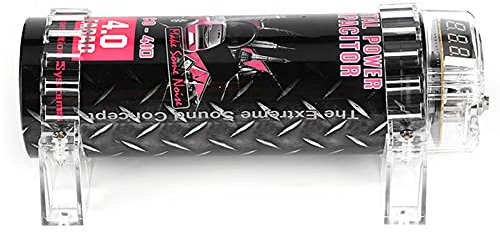 Saluaqui 4 Condensateur de Puissance avec Affichage de Tension LED pour les Systèmes d'amplificateurs Audio Automobiles jusqu'à 2000 W, Adaptés à n'importe Quel Fil de Taille avec Borne Annulaire