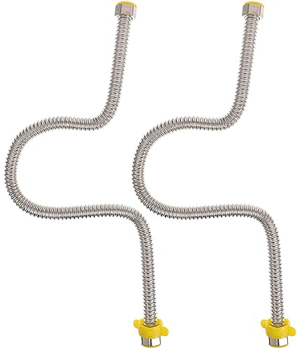 NUOBESTY Tuyau Ondulé En Acier Inoxydable 304 1/2 Pouce Pour Chauffe-eau, Flexible, Résistant à La Haute Pression, Conduite D'alimentation D'eau, Lot De 2 Pièces, 60 Cm, Usage Domestique