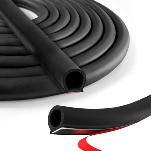 4 Meter Türdichtung Selbstklebend, Gummidichtung, Auto Türdichtung, Dichtungsband Tür Gummidichtung für Autotüren, Transporter, Kofferraumtür und Heimanwendungen, 10 x 10mm, Schwarz