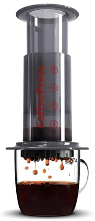 Syfunlv Petite Cafetière Portable,Méthode 3 en 1 Combinant Cafetière à Piston et Espresso avec Chambre,Piston & Filtres,Café Corsé Sans Amertume,pour Camping & Voyage (Gris)