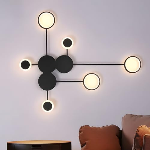 ZTWLEED Applique Murale Intérieure LED,26W 3400LM Lampe Murale Moderne 3000K/4000K/6000K,Acrylique Applique Murale pour Chambre Salon Couloir Escalier,Noir 110-240V