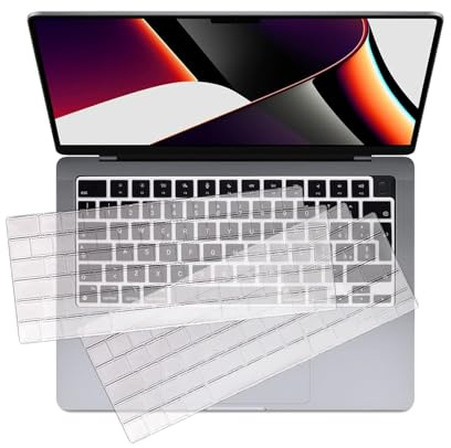 2PCS Tastaturschutz für MacBook Air 13,6/15 M4 M3 M2, Kompatibel mit Pro 14/Pro16 M3 M2 M1,QWERTZ EU Layout - Transparente TPU Abdeckung - Ultradünn