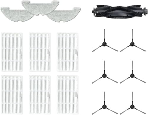 Proscenic Q10 Q20 Plus Robot Vacuum Cleaner Replacement Parts, 1 Main Brush, 6 Side Brushes, 4 Filters, 3 Wipes
