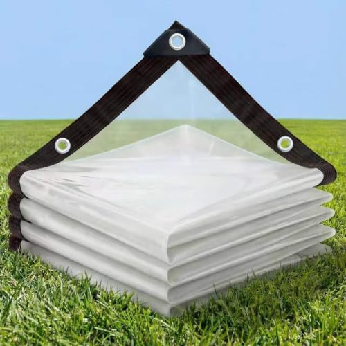 QIVNLUMU Lona Transparente con Ojales, 160 g/m², 1,5x1,5m | Impermeable de HDPE, bordes reforzados y luz natural para terraza, invernadero, muebles de jardín y refugios