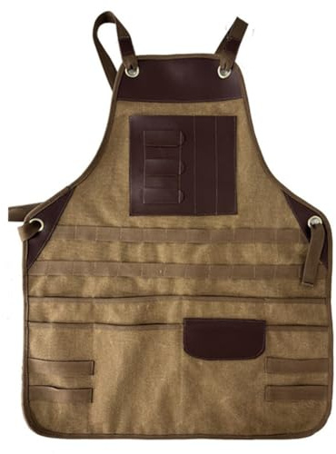 Gettimore Grembiule da lavoro per saldatura, resistente, per uomini e donne, in tela spessa, anti-inquinamento, con multitasche, tracolla regolabile sul retro a X
