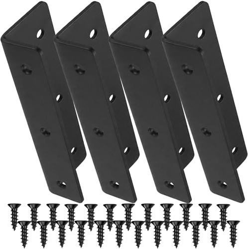 Angle Brackets for Wood,4 pcs Right Angle Bracket with 24 Screws | L Shaped Stainless Steel Corner Brace,90° Plate Fastener Brackets,Heavy Duty Corner Sleeper Bracket