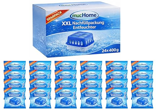 mucHome 24x 400g Luftentfeuchter Granulat Nachfüllpackung -XXL Sparpackung- für Granulat Entfeuchter Feuchtigkeits-Stopper Nachfüllpack Beutel - Universal Ersatzbeutel für alle gänigen Luftentfeuchter