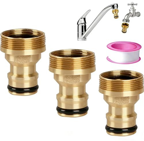 XPendHoze 3 Stück Adapter Wasserhahn auf Gartenschlauch 22-24mm Schlauchadapter mit Schnellkupplung kompatibel für Gardena Wasserhahnanschluss für Bewässerung Balkon Waschmaschine(Wasserhahn Adapter)