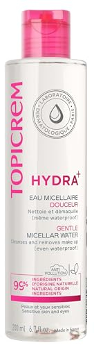 Topicrem - Eau Micellaire Douceur Hydra+ - Nettoie et démaquille, Peaux et yeux sensibles, Fabrication Française - 200 ml