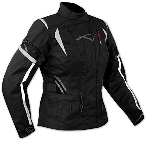Textiljacke Motorrad Damen Protektoren Thermofutter Wasserdicht Schwarz XS