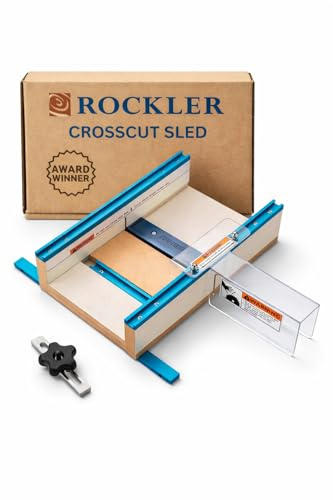 Rockler Table Saw Small Parts Crosscut Sled - 90° Angle, Zero-Clearance Support, Blade Guard, Miter Track Stop | Crosscut Sled – Safe Small Part Cutting – Table Saw Sled – Zero-Clearance Support – Precision Cuts