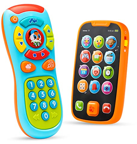 JOYIN Musikalische Spielzeuge für Babies, Baby Telefon Spielzeug Handy, 2 pc Fernbedienung, Kinder Smartphone, Baby Spielzeug ab 6 Monaten, Kleinkind Spielzeug ab 1 Jahr Geschenk Jungen Mädchen