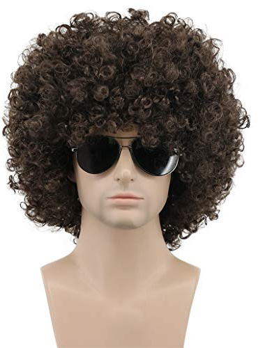 karlery Herren Damen Afro 70er 80er Kurz Lockige Rocker Perücke