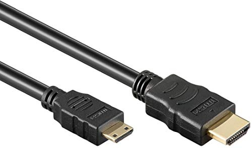 PremiumCord 4K High Speed Cable HDMI A a HDMI Mini C M/M, 4,95 Gbit/s, Compatible con Vídeo 4K@30Hz, Full HD 1080p, Deep Color, HDCP, HDR, Conectores Chapados en Oro, Negro, 1 m