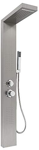 Thermostat-Brausebatterie,304 Edelstahl Duschset,Duschpaneel aus Edelstahl 304 mit Thermostat, Duschstange, Regenduschset Regendusche,HandbrauseWasserfalldusche,15 * 47 * 130cm