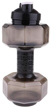 Tubayia 2500 ml Dumbbell Shape Plastic Water Bottle Drinking Bottle for Fitness Sports Camping Hiking, Black
