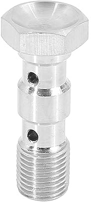 X AUTOHAUX Hohlschraube Banjo Fitting Doppelte Bremsleitung Adapter 1 Stück | Silberton, Edelstahl, 35,6x16mm, Für Motor, Doppelbremsleitung Adapter