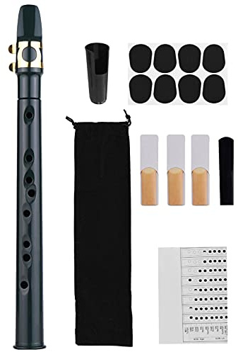 Mini Pocket Saxophone Kit, Portable Sax Alto Saxophone With 4 Reeds, 8 Dental Pad, Fingering Charts, Carrying Bag Woodwind Instrument for Beginners & Amateurs (Black)